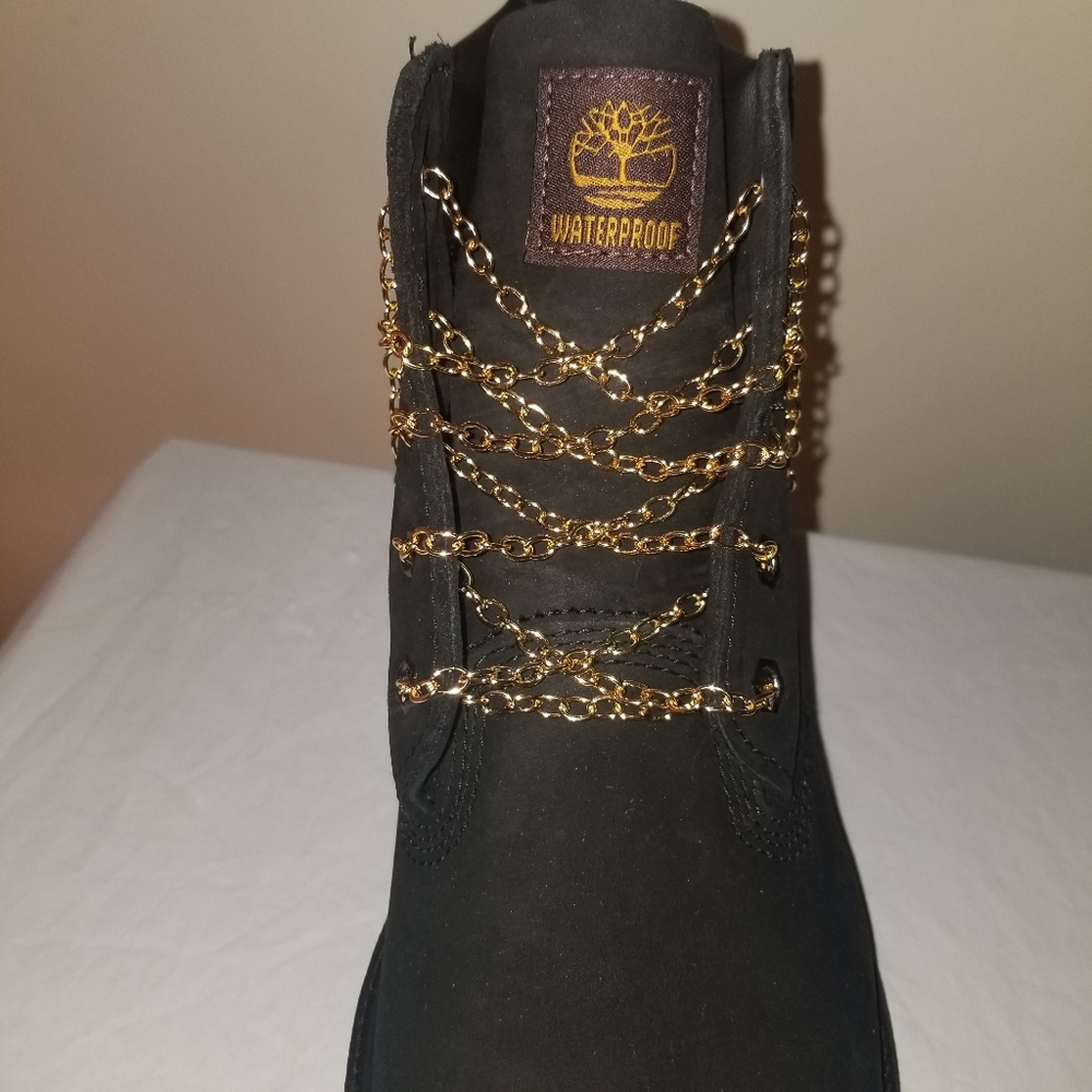 Gold Metal Chain Link Shoe Laces **New**